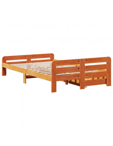 Letto senza Materasso Marrone Cera 120x200 cm in Legno di Pino