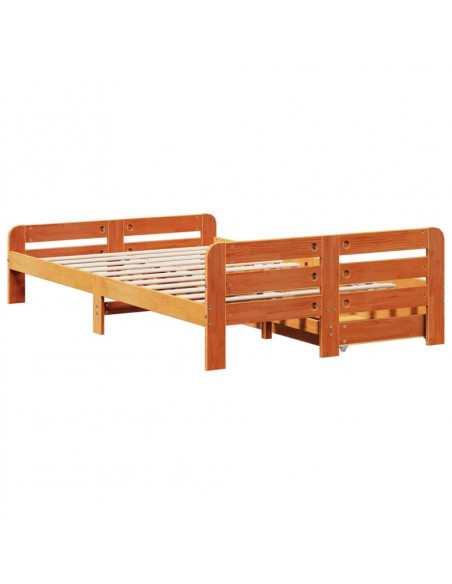 Letto senza Materasso Marrone Cera 120x200 cm in Legno di Pino