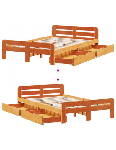 Letto senza Materasso Marrone Cera 120x200 cm in Legno di Pino