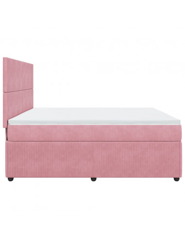 Giroletto a Molle con Materasso Rosa 200x200 cm in Velluto