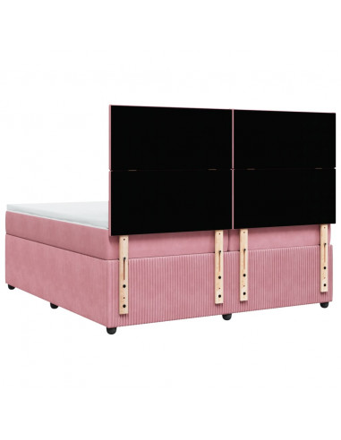 Giroletto a Molle con Materasso Rosa 200x200 cm in Velluto