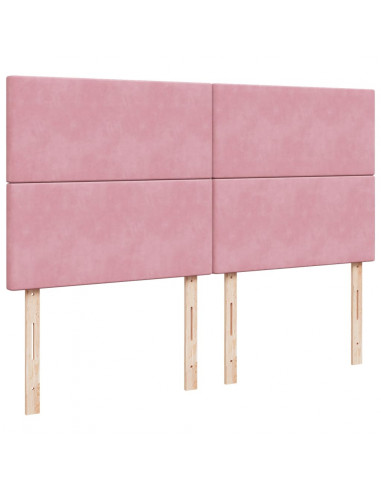 Giroletto a Molle con Materasso Rosa 200x200 cm in Velluto