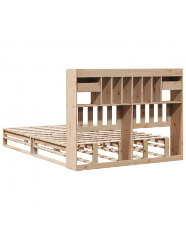 Letto Libreria senza Materasso 140x190 cm in Legno di Pino