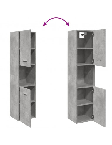 Mobile Pensile da Bagno Grigio Cemento 30x30x130cm Truciolato