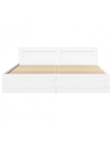 Giroletto con Testiera Bianco 200x200 cm in Legno Multistrato