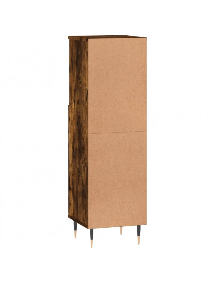Armadietto Bagno Rovere Fumo 30x30x100 cm in Legno Multistrato