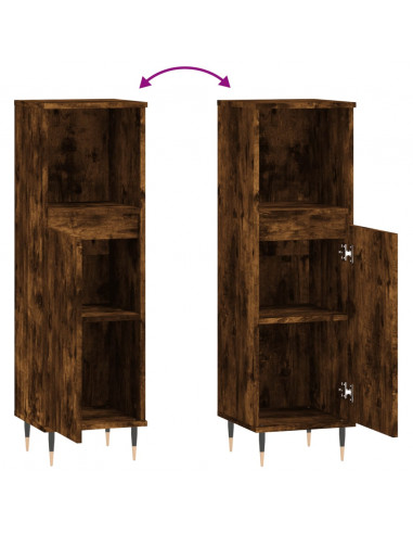Armadietto Bagno Rovere Fumo 30x30x100 cm in Legno Multistrato