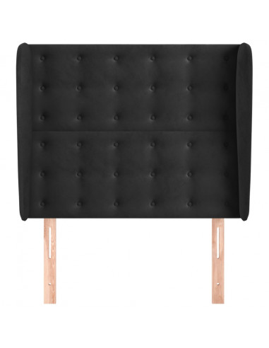 Testiera ad Orecchio Nera 93x23x118/128 cm in Velluto