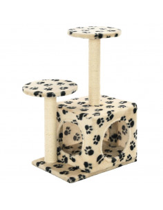 Albero per Gatti e Tiragraffi Sisal 60 cm Zampe Stampate Beige 2