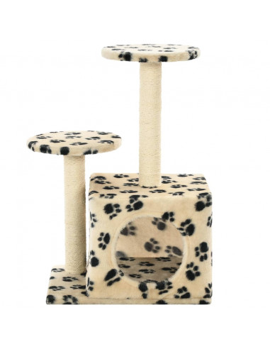 Albero per Gatti e Tiragraffi Sisal 60 cm Zampe Stampate Beige