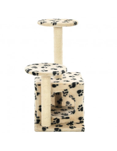 Albero per Gatti e Tiragraffi Sisal 60 cm Zampe Stampate Beige