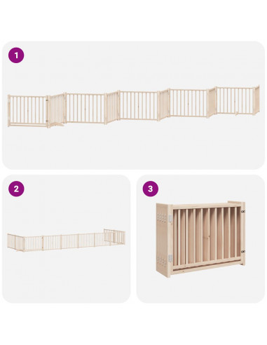 Cancello per Cani Porta Pieghevole 10 Pannelli 800 cm in Pioppo