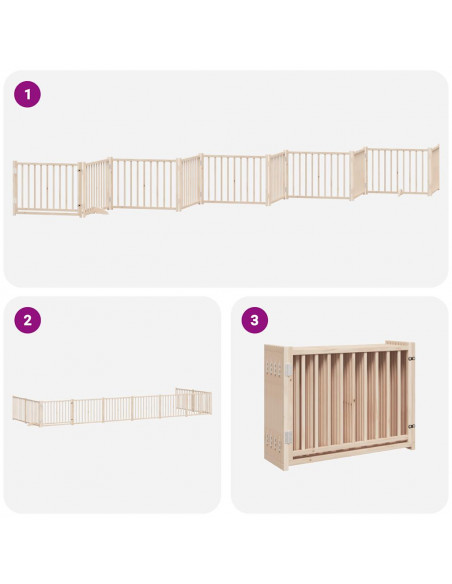 Cancello per Cani Porta Pieghevole 10 Pannelli 800 cm in Pioppo