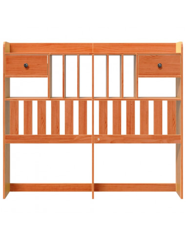 Testiera con Ripiani Marrone Cera 120 cm in Legno di Pino