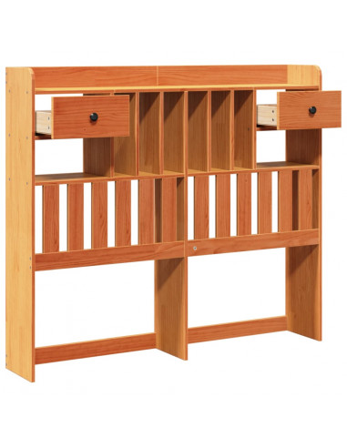 Testiera con Ripiani Marrone Cera 120 cm in Legno di Pino