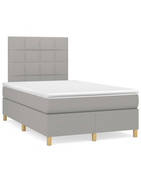 Giroletto a Molle con Materasso Grigio Chiaro 120x200cm Tessuto