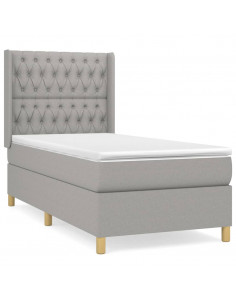 Giroletto a Molle con Materasso Grigio Chiaro 90x190 cm Tessuto 2