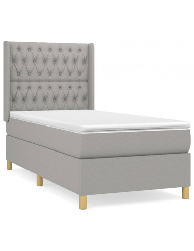 Giroletto a Molle con Materasso Grigio Chiaro 90x190 cm Tessuto