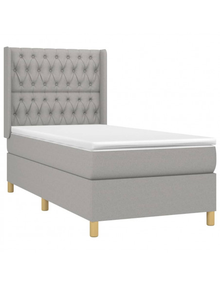 Giroletto a Molle con Materasso Grigio Chiaro 90x190 cm Tessuto