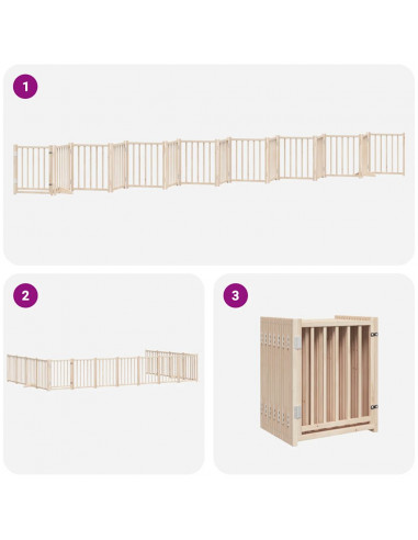 Cancello per Cani Porta Pieghevole 15 Pannelli 750 cm in Pioppo