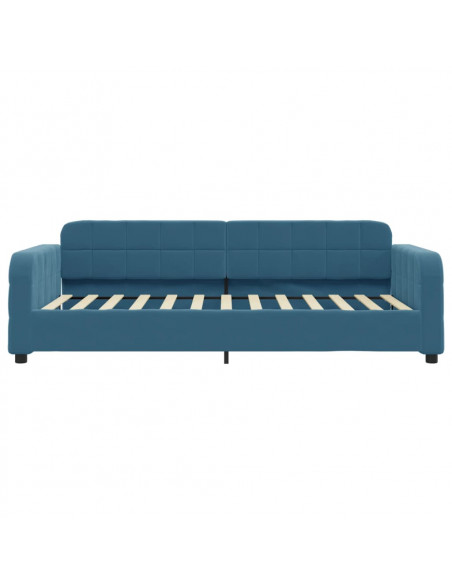 Divano Letto Estraibile con Cassetti Blu 90x200 cm in Velluto