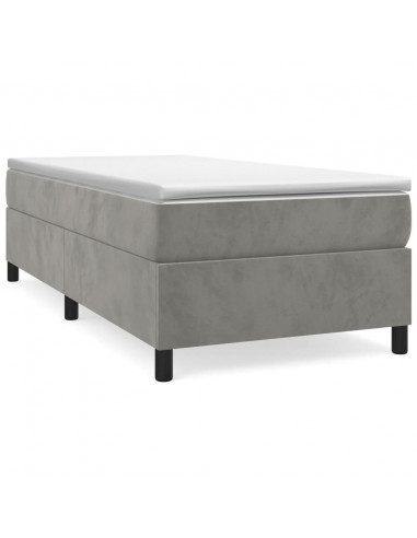 Giroletto a Molle con Materasso Grigio Chiaro 100x200cm Velluto