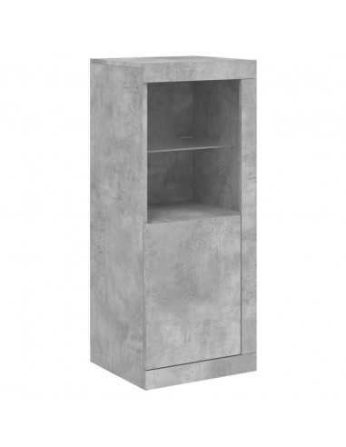 Credenze con Luci LED 3 pz Grigio Cemento in Legno Multistrato