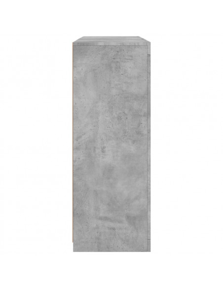 Credenze con Luci LED 3 pz Grigio Cemento in Legno Multistrato