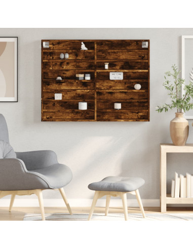 Armadietto Vetrina Rovere Fumo 100x8,5x75 cm Legno Multistrato