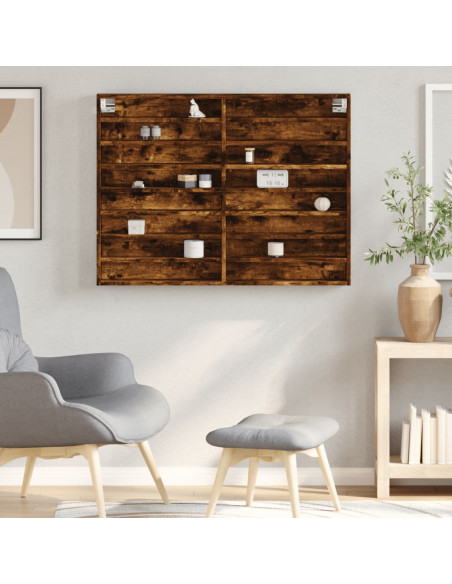 Armadietto Vetrina Rovere Fumo 100x8,5x75 cm Legno Multistrato