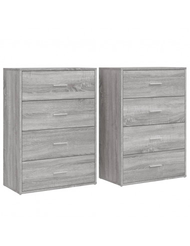 Credenze 2 pz Grigio Sonoma 60x31x84 cm in Legno Multistrato