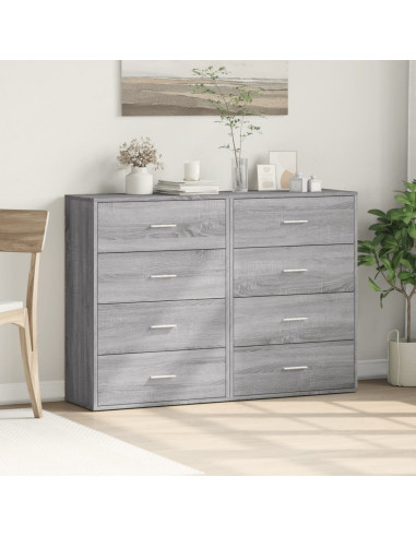 Credenze 2 pz Grigio Sonoma 60x31x84 cm in Legno Multistrato