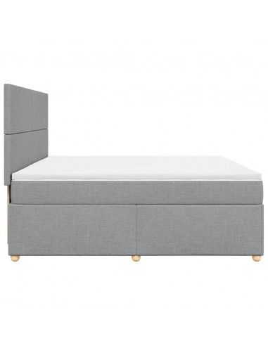 Giroletto a Molle con Materasso Grigio Chiaro 200x200cm Tessuto