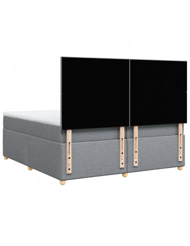 Giroletto a Molle con Materasso Grigio Chiaro 200x200cm Tessuto