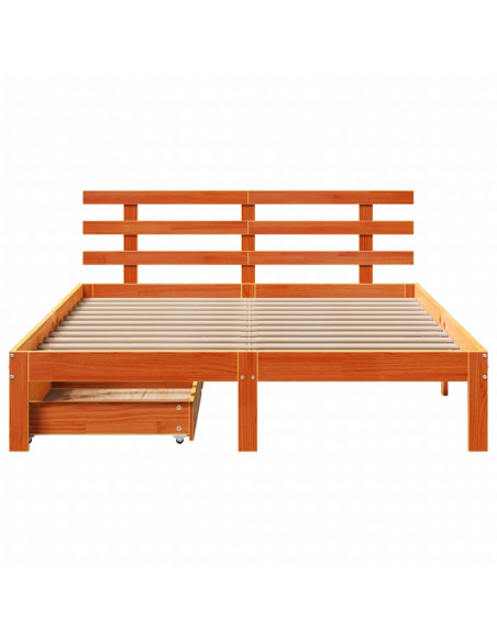 Giroletto Cassetti Marrone Cera 140x200 cm Legno Massello Pino