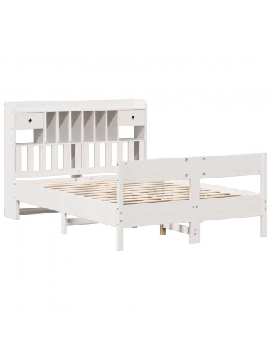 Letto Libreria senza Materasso Bianco 140x190 cm Legno di Pino