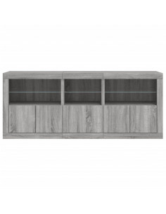 Credenza con Luci LED Grigio Sonoma 162x37x67 cm 2