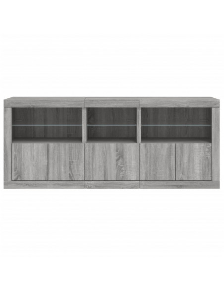 Credenza con Luci LED Grigio Sonoma 162x37x67 cm