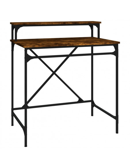 Scrivania Rovere Fumo 80x50x90 cm in Legno Multistrato e Ferro