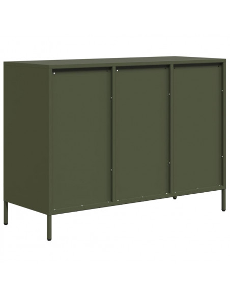 Credenza Verde Oliva 101,5x39x73,5 cm Acciaio Laminato a Freddo