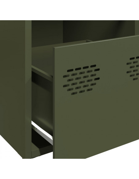 Credenza Verde Oliva 101,5x39x73,5 cm Acciaio Laminato a Freddo