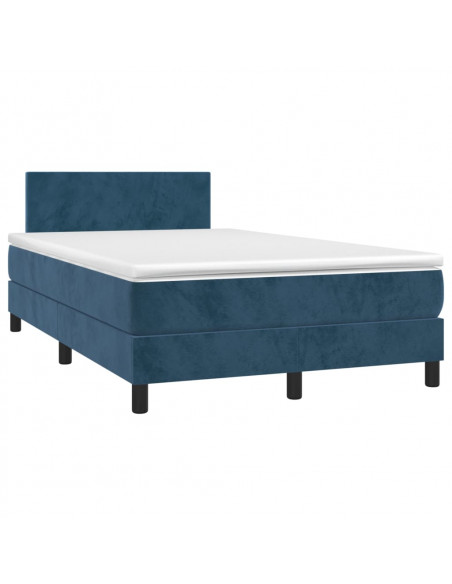 Letto a Molle con Materasso e LED Blu Scuro 120x200cm
