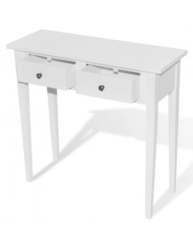Tavolo Consolle da Trucco con 2 Cassetti Bianco