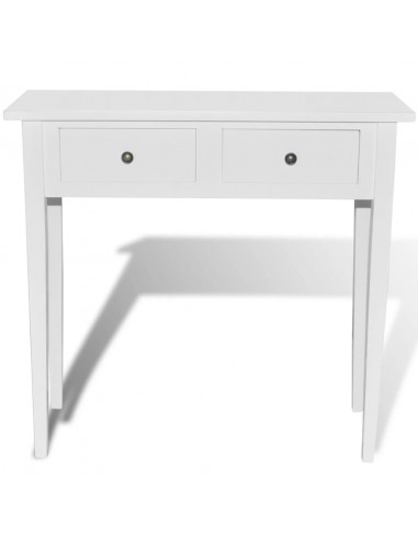 Tavolo Consolle da Trucco con 2 Cassetti Bianco