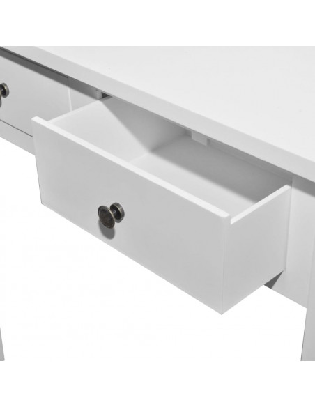Tavolo Consolle da Trucco con 2 Cassetti Bianco