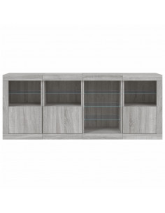 Credenza con Luci LED Grigio Sonoma 164x37x67 cm 2