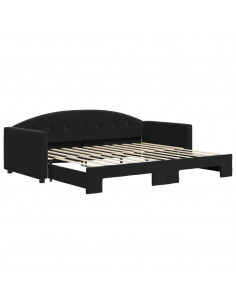 Divano Letto con Letto Estraibile Nero 90x200 cm in Velluto 2