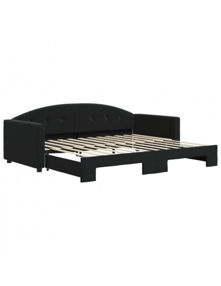 Divano Letto con Letto Estraibile Nero 90x200 cm in Velluto