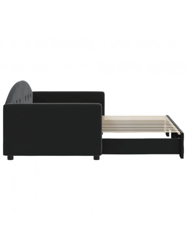 Divano Letto con Letto Estraibile Nero 90x200 cm in Velluto