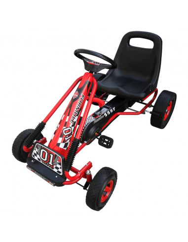 Go-kart a pedali per bambini, sedile regolabile, rosso
